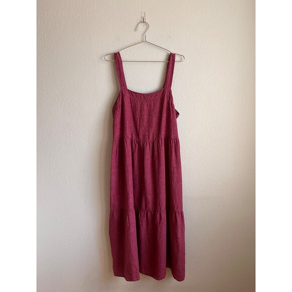 Eileen Fisher Dresses & Skirts - Eileen Fisher Washed Organic Linen Delave Tiered Dress in Berry Size MEDIUM